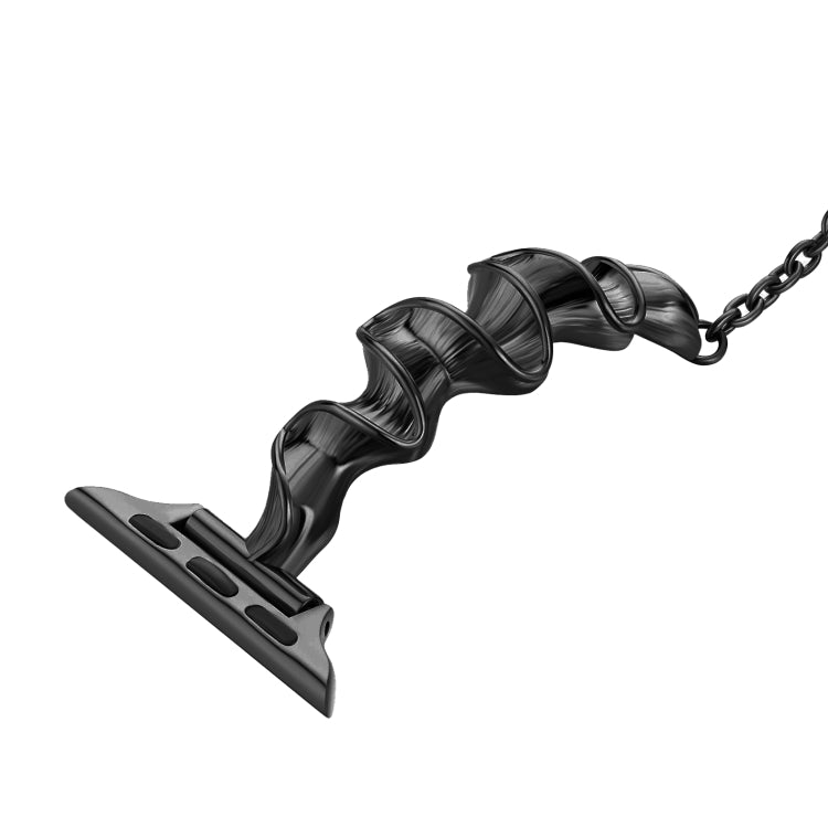Ribbon Wave Metal Watch Band For Apple Watch 3 38mm(Black) - Watch Bands by PMC TechLife | Online Shopping South Africa | PMC TechLife