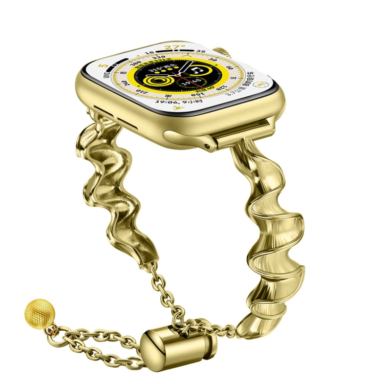 Ribbon Wave Metal Watch Band For Apple Watch 2 38mm(Gold) - Watch Bands by PMC TechLife | Online Shopping South Africa | PMC TechLife