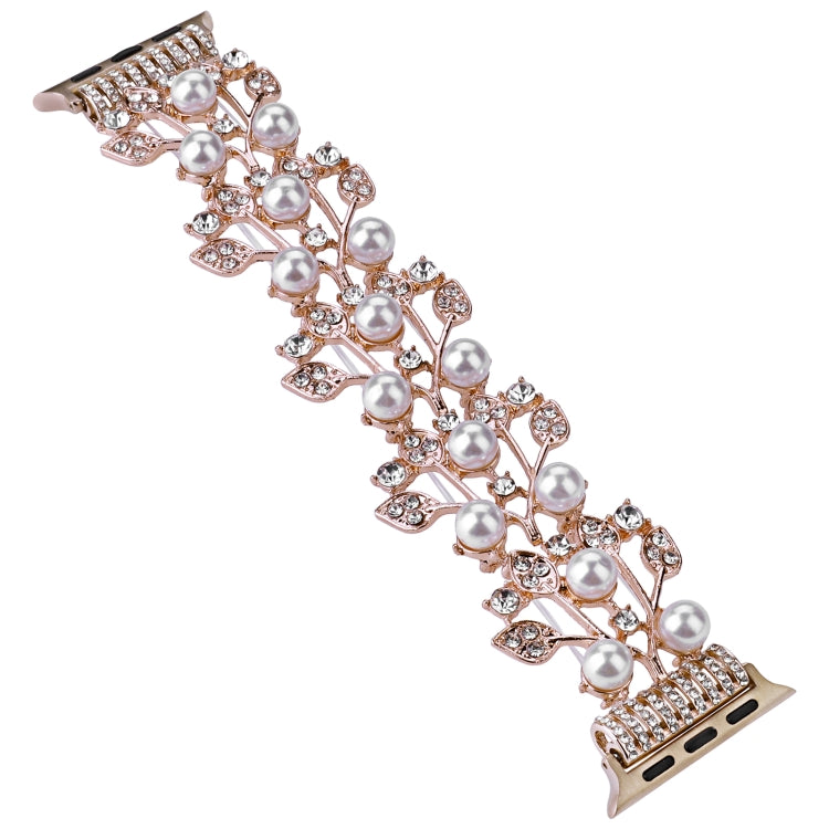 Four-leaf Bead Metal Watch Band For Apple Watch 8 41mm(Rose Gold) - Watch Bands by PMC TechLife | Online Shopping South Africa | PMC TechLife