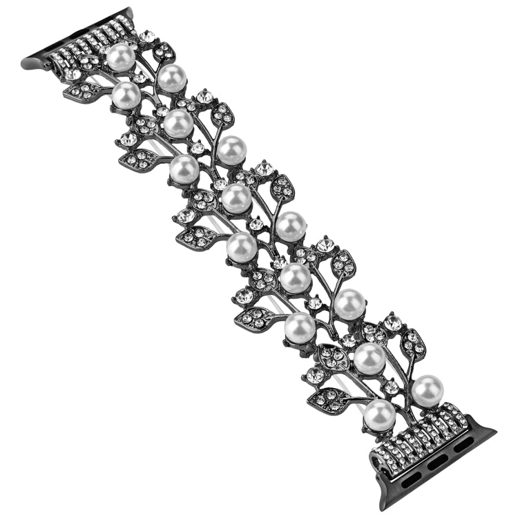 Four-leaf Bead Metal Watch Band For Apple Watch 8 41mm(Black) - Watch Bands by PMC TechLife | Online Shopping South Africa | PMC TechLife