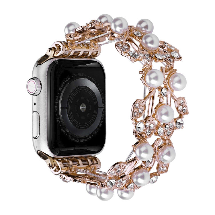Four-leaf Bead Metal Watch Band For Apple Watch 2 38mm(Rose Gold) - Watch Bands by PMC TechLife | Online Shopping South Africa | PMC TechLife