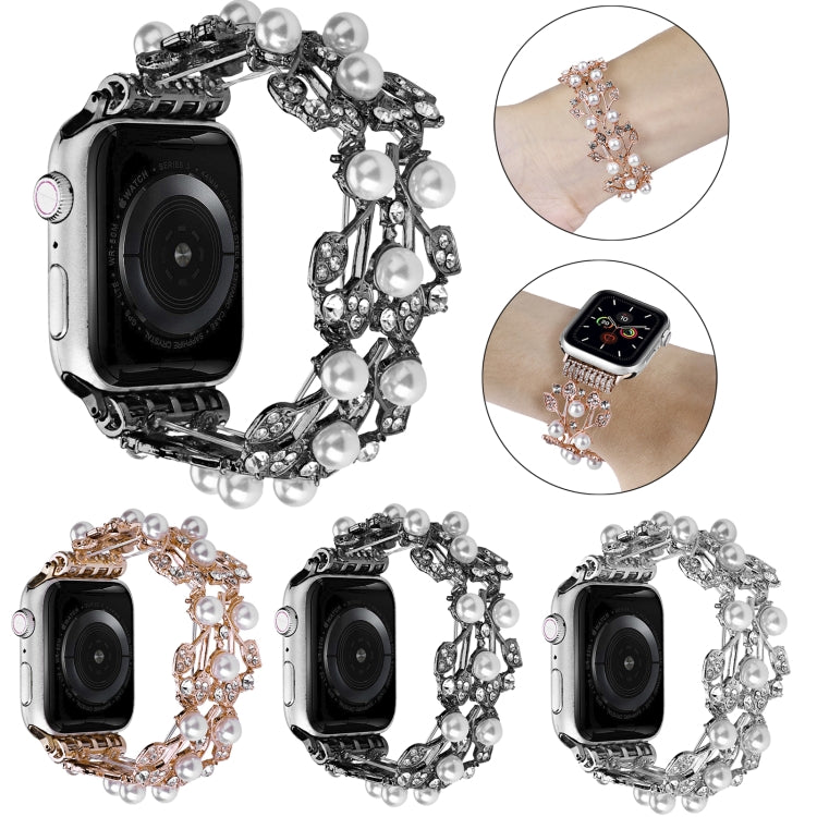 Four-leaf Bead Metal Watch Band For Apple Watch 3 38mm(Silver) - Watch Bands by PMC TechLife | Online Shopping South Africa | PMC TechLife