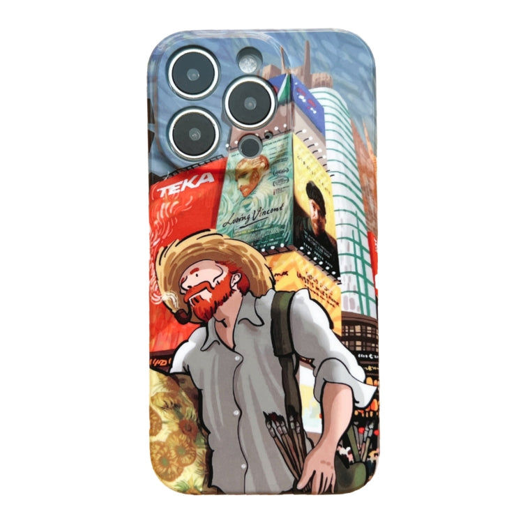 For iPhone 12 Precise Hole Oil Painting Pattern PC Phone Case(Edifice) - iPhone 12 / 12 Pro Cases by PMC Jewellery | Online Shopping South Africa | PMC Jewellery