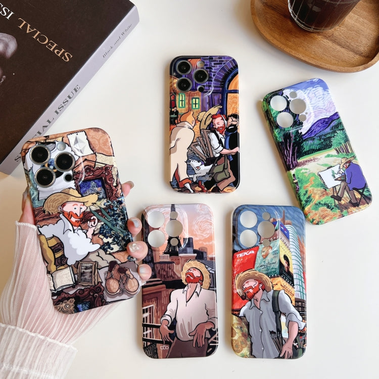 For iPhone 13 Pro Max Precise Hole Oil Painting Pattern PC Phone Case(Edifice) - iPhone 13 Pro Max Cases by PMC TechLife | Online Shopping South Africa | PMC TechLife