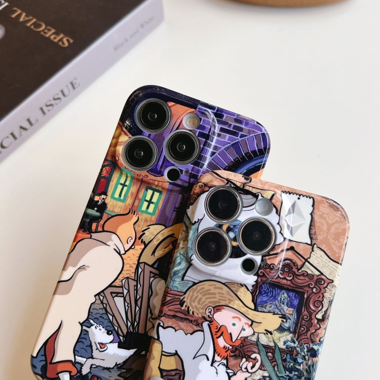 For iPhone 12 Precise Hole Oil Painting Pattern PC Phone Case(Tower) - iPhone 12 / 12 Pro Cases by PMC TechLife | Online Shopping South Africa | PMC TechLife