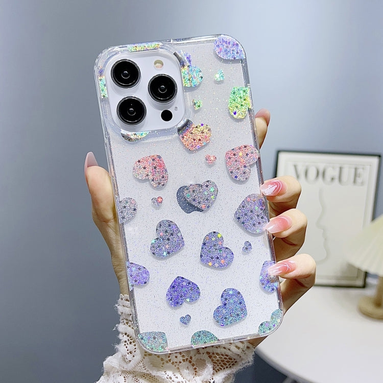 For iPhone 12 Pro Max Little Star Series Glitter Powder TPU Phone Case(Love Heart) - iPhone 12 Pro Max Cases by PMC Jewellery | Online Shopping South Africa | PMC Jewellery