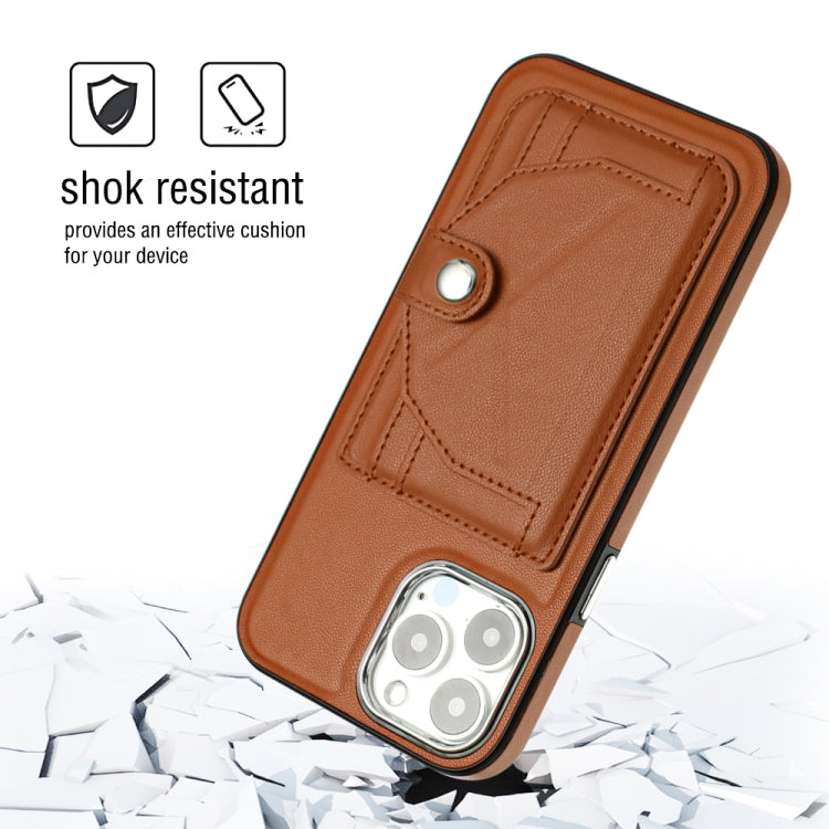 For iPhone 13 Pro Max Shockproof Leather Phone Case with Card Holder(Brown) - free shipping - PMC TechLife - Order now!