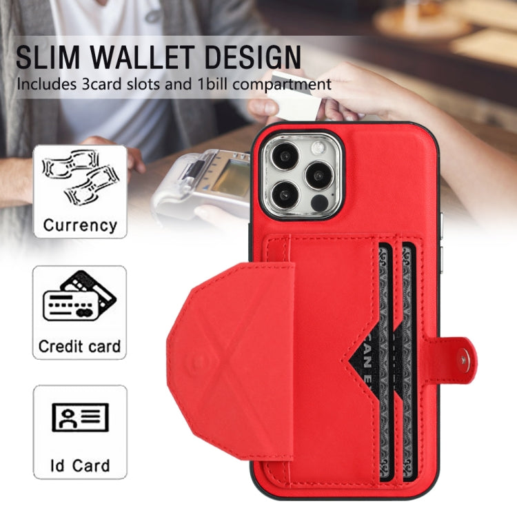 For iPhone 12 / 12 Pro Shockproof Leather Phone Case with Card Holder(Red) - free shipping - PMC TechLife - Order now!