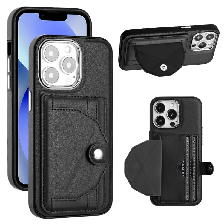 For iPhone 15 Pro Shockproof Leather Phone Case with Card Holder(Black) - free shipping - PMC TechLife - Order now!