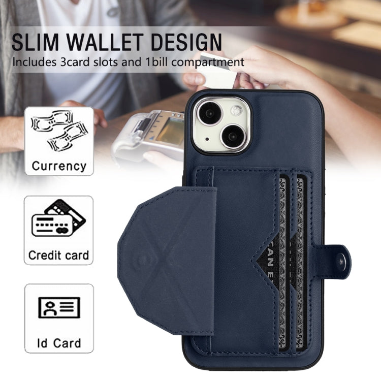 For iPhone 15 Shockproof Leather Phone Case with Card Holder(Blue) - free shipping - PMC TechLife - Order now!