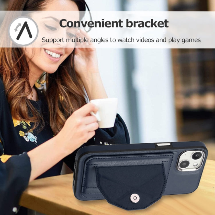 For iPhone 15 Shockproof Leather Phone Case with Card Holder(Blue) - free shipping - PMC TechLife - Order now!