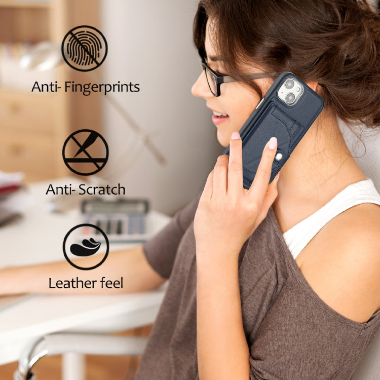 For iPhone 15 Shockproof Leather Phone Case with Card Holder(Blue) - free shipping - PMC TechLife - Order now!