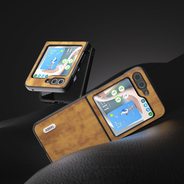 For Samsung Galaxy Z Flip5 ABEEL Retro Litchi Texture PU Phone Case(Brown) - free shipping - PMC TechLife - Order now!