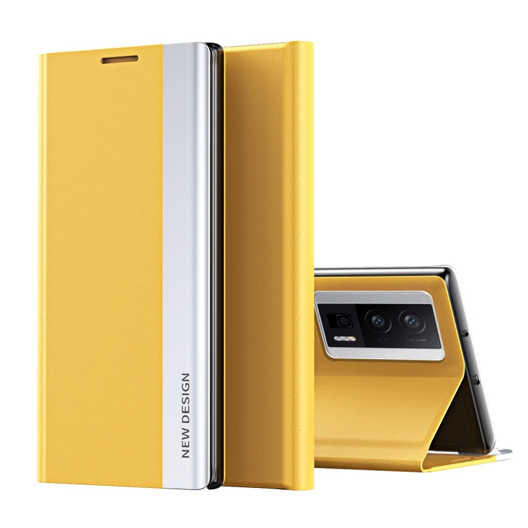 For Xiaomi Poco F5 Pro Side Side Electroplated Magnetic Leather Phone Case(Yellow) - free shipping - PMC TechLife - Order now!