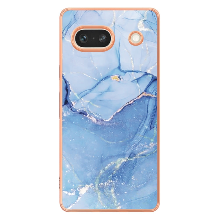 For Google Pixel 7a Electroplating Marble Dual-side IMD Phone Case(Blue 018) - Google Cases by PMC Jewellery | Online Shopping South Africa | PMC Jewellery