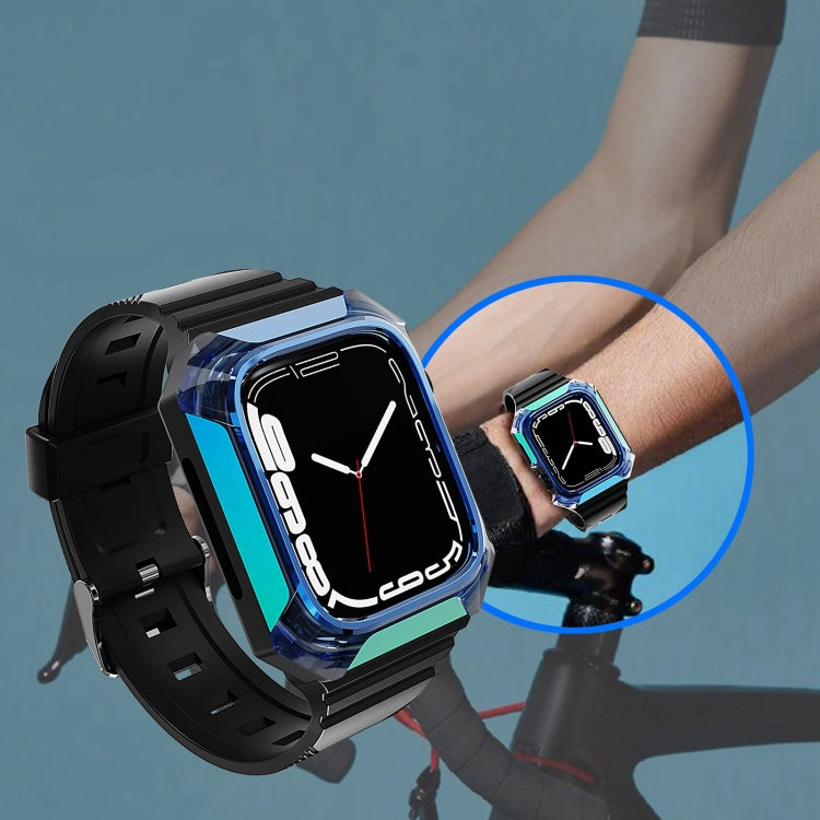 Armor Case Integrated TPU Watch Band For Apple Watch 9 45mm(Blue) - Watch Bands by PMC TechLife | Online Shopping South Africa | PMC TechLife