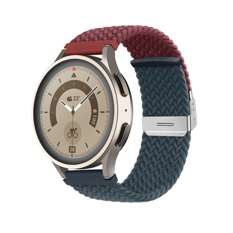22mm Buckle Braided Nylon Watch Band(Wine Red Blue) - 22mm Bands by PMC TechLife | Online Shopping South Africa | PMC TechLife