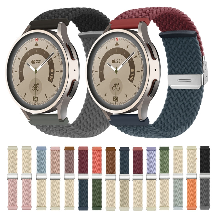 22mm Buckle Braided Nylon Watch Band(Dark Blue Beige) - 22mm Bands by PMC TechLife | Online Shopping South Africa | PMC TechLife