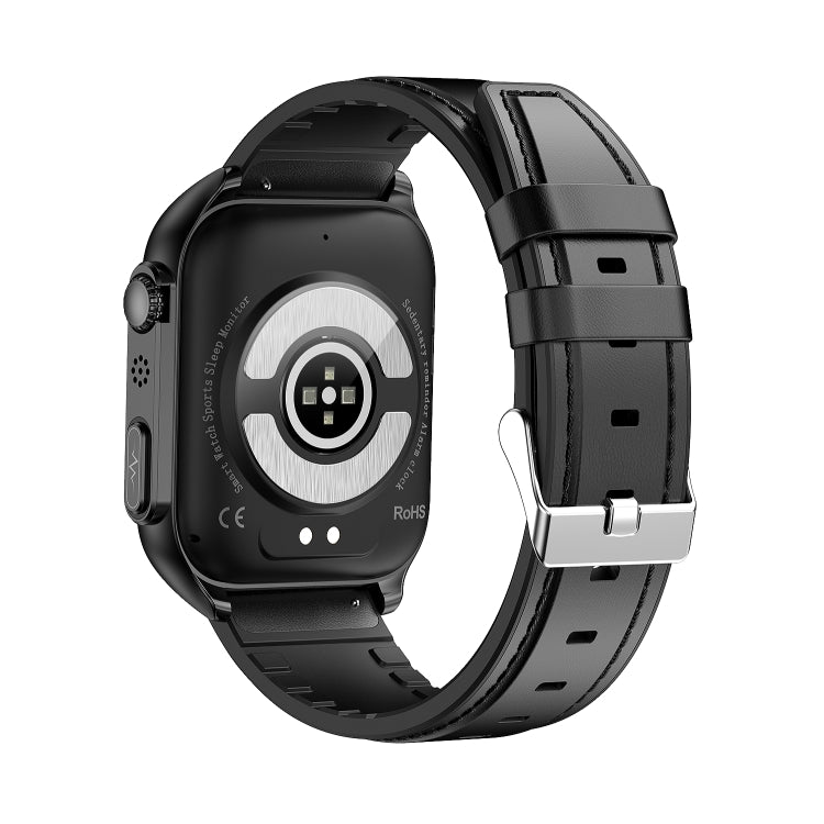 TK12 1.96 inch IP67 Waterproof Leather Band Smart Watch Supports ECG / Remote Families Care / Bluetooth Call / Body Temperature Monitoring(Black) - Smart Watches by PMC Jewellery | Online Shopping South Africa | PMC Jewellery