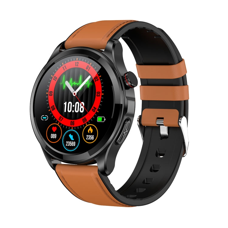 TK22 1.39 inch IP67 Waterproof Leather Band Smart Watch Supports ECG / Non-invasive Blood Sugar(Brown) - Smart Watches by PMC Jewellery | Online Shopping South Africa | PMC Jewellery