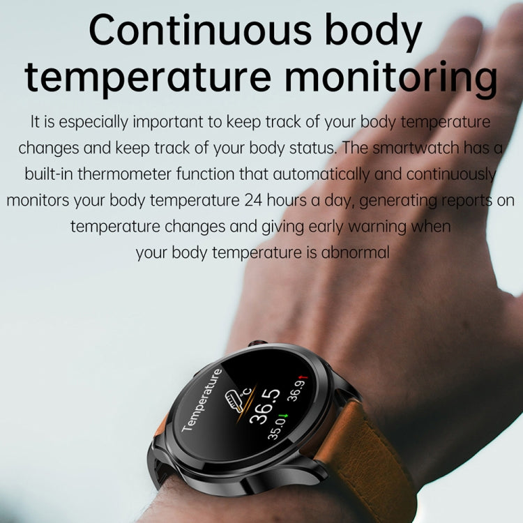 TK22 1.39 inch IP67 Waterproof Leather Band Smart Watch Supports ECG / Non-invasive Blood Sugar(Brown) - Smart Watches by PMC Jewellery | Online Shopping South Africa | PMC Jewellery