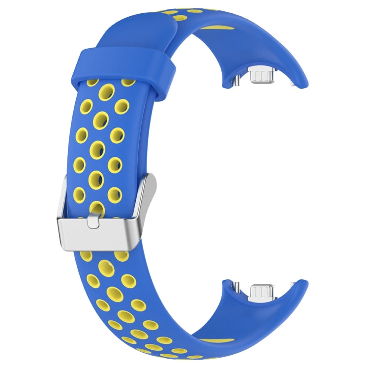 For Xiaomi Mi Band 8 Two-color Steel Plug Silicone Watch Band(Blue Yellow) - Watch Bands by PMC Jewellery | Online Shopping South Africa | PMC Jewellery