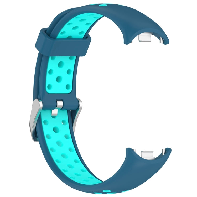 For Xiaomi Mi Band 8 Two-color Steel Plug Silicone Watch Band(Blue Teal) - Watch Bands by PMC Jewellery | Online Shopping South Africa | PMC Jewellery