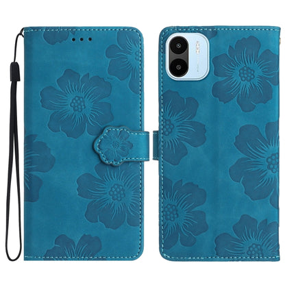 For Xiaomi Redmi A1 Flower Embossing Pattern Leather Phone Case(Blue) - Xiaomi Cases by PMC Jewellery | Online Shopping South Africa | PMC Jewellery