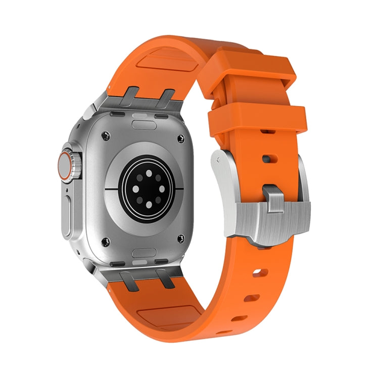 AP Silicone Watch Band For Apple Watch 8 45mm(Silver Orange) - Watch Bands by PMC TechLife | Online Shopping South Africa | PMC TechLife