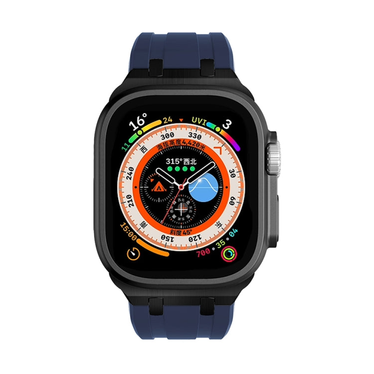 AP Silicone Watch Band For Apple Watch 7 45mm(Black Blue) - Watch Bands by PMC TechLife | Online Shopping South Africa | PMC TechLife