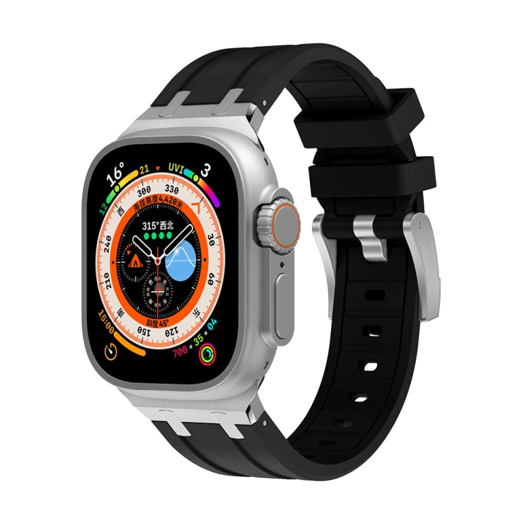 AP Silicone Watch Band For Apple Watch 4 44mm(Silver Black) - Watch Bands by PMC TechLife | Online Shopping South Africa | PMC TechLife
