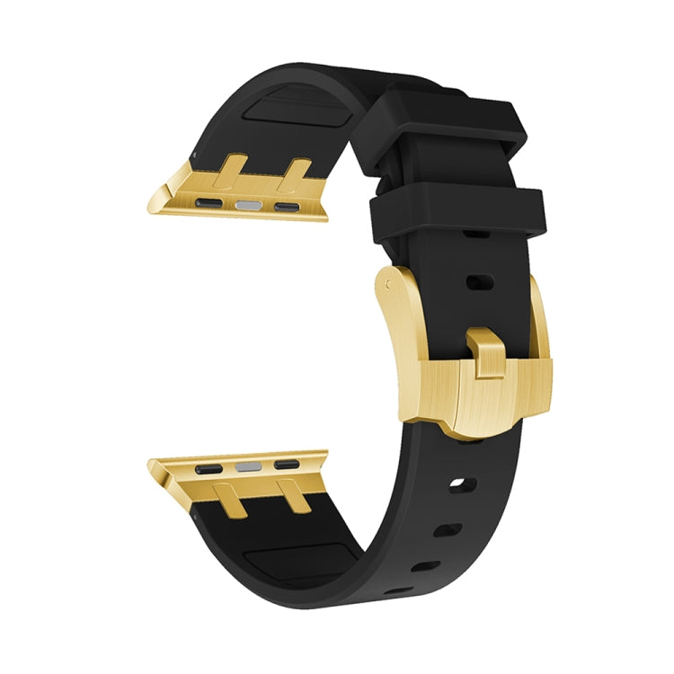 AP Silicone Watch Band For Apple Watch 3 42mm(Gold Black) - Watch Bands by PMC TechLife | Online Shopping South Africa | PMC TechLife