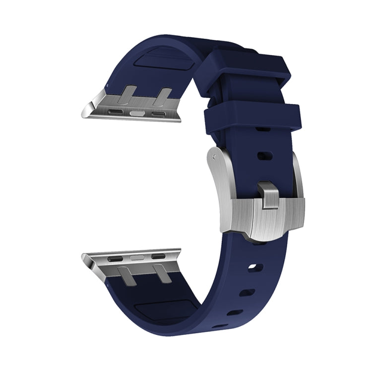 AP Silicone Watch Band For Apple Watch 38mm(Silver Blue) - Watch Bands by PMC TechLife | Online Shopping South Africa | PMC TechLife