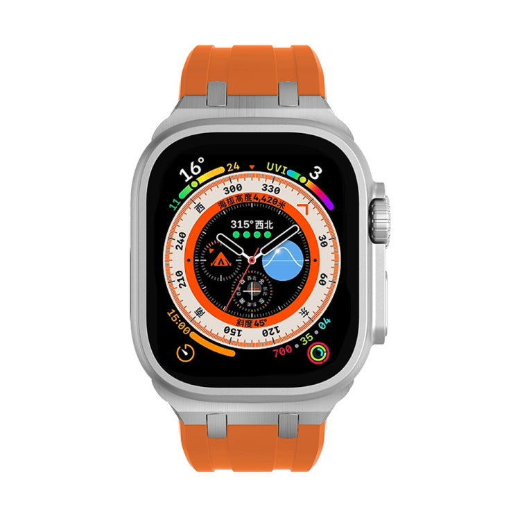 AP Silicone Watch Band For Apple Watch 38mm(Silver Orange) - Watch Bands by PMC TechLife | Online Shopping South Africa | PMC TechLife