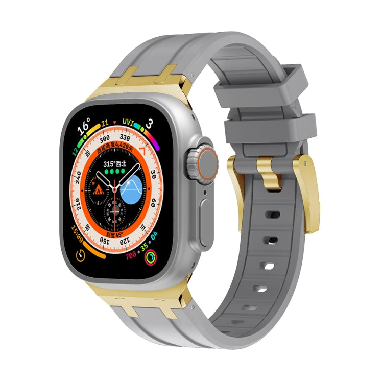 AP Silicone Watch Band For Apple Watch 38mm(Gold Grey) - Watch Bands by PMC TechLife | Online Shopping South Africa | PMC TechLife