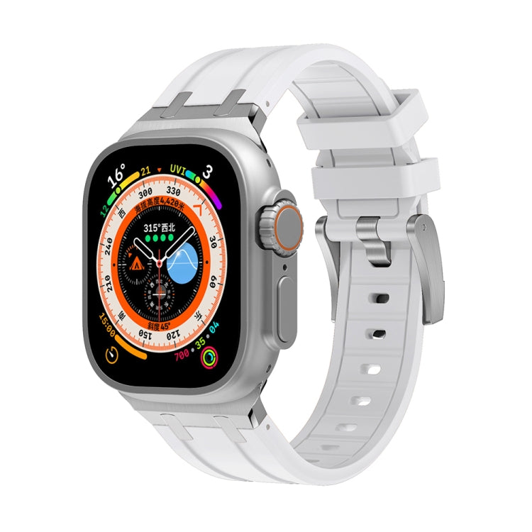 AP Silicone Watch Band For Apple Watch 38mm(Silver White) - Watch Bands by PMC TechLife | Online Shopping South Africa | PMC TechLife