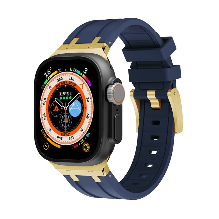 AP Silicone Watch Band For Apple Watch 9 41mm(Gold Blue) - Watch Bands by PMC TechLife | Online Shopping South Africa | PMC TechLife
