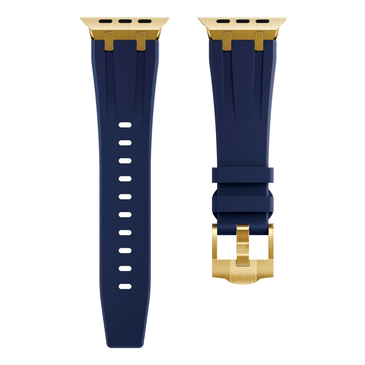 AP Silicone Watch Band For Apple Watch 9 41mm(Gold Blue) - Watch Bands by PMC TechLife | Online Shopping South Africa | PMC TechLife