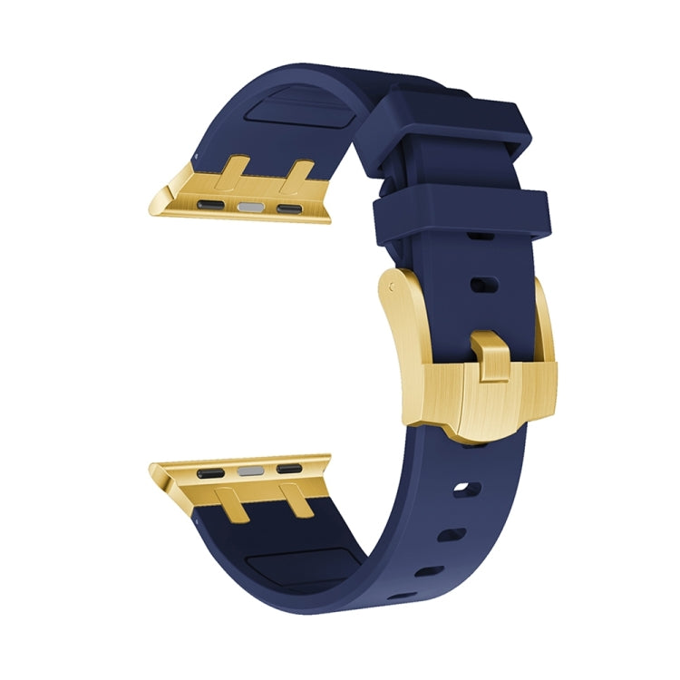 AP Silicone Watch Band For Apple Watch 9 41mm(Gold Blue) - Watch Bands by PMC TechLife | Online Shopping South Africa | PMC TechLife