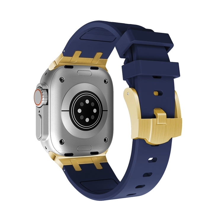 AP Silicone Watch Band For Apple Watch 9 41mm(Gold Blue) - Watch Bands by PMC TechLife | Online Shopping South Africa | PMC TechLife