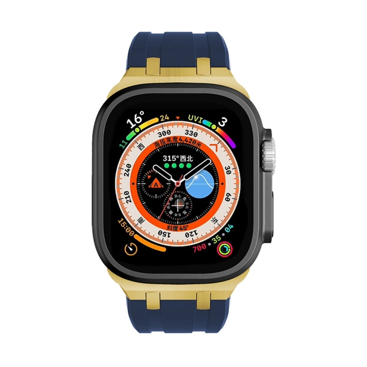 AP Silicone Watch Band For Apple Watch 9 41mm(Gold Blue) - Watch Bands by PMC TechLife | Online Shopping South Africa | PMC TechLife