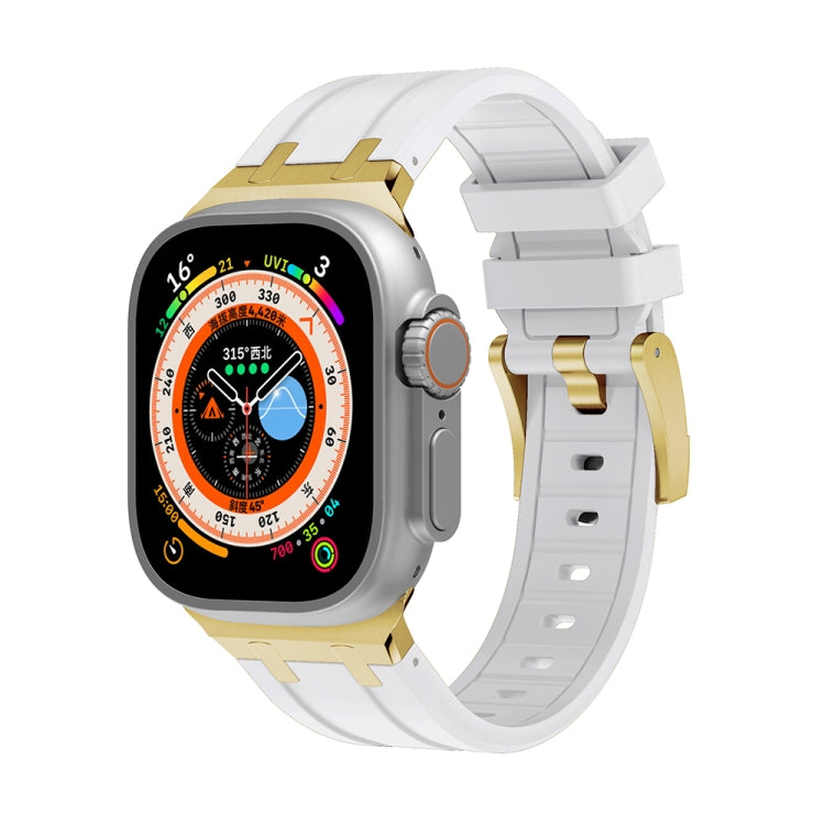 AP Silicone Watch Band For Apple Watch 9 41mm(Gold White) - Watch Bands by PMC TechLife | Online Shopping South Africa | PMC TechLife