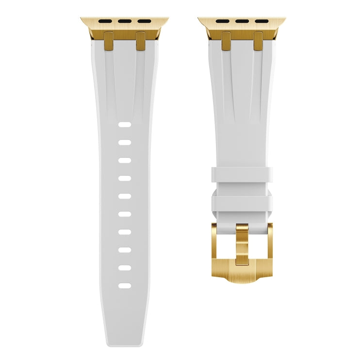 AP Silicone Watch Band For Apple Watch 9 41mm(Gold White) - Watch Bands by PMC TechLife | Online Shopping South Africa | PMC TechLife