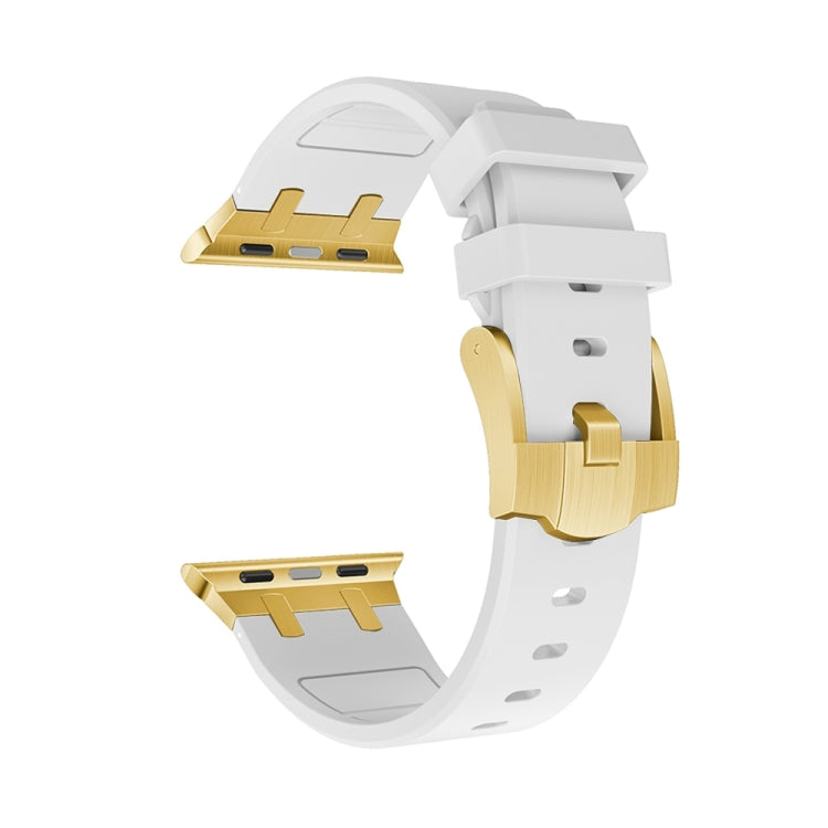AP Silicone Watch Band For Apple Watch 9 41mm(Gold White) - Watch Bands by PMC TechLife | Online Shopping South Africa | PMC TechLife