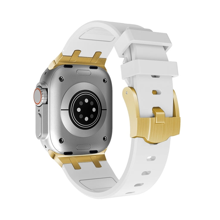 AP Silicone Watch Band For Apple Watch 9 41mm(Gold White) - Watch Bands by PMC TechLife | Online Shopping South Africa | PMC TechLife