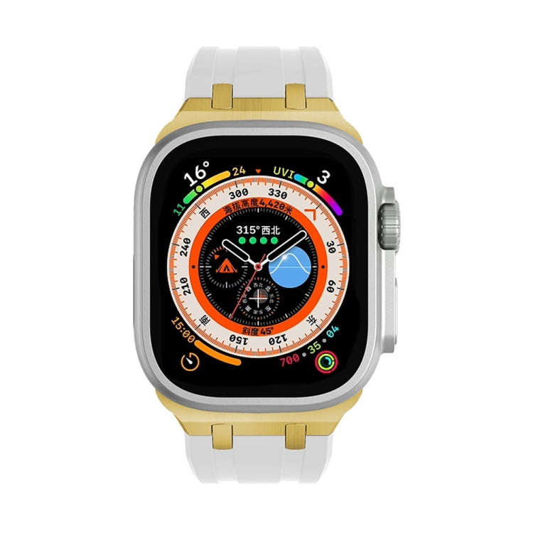 AP Silicone Watch Band For Apple Watch 9 41mm(Gold White) - Watch Bands by PMC TechLife | Online Shopping South Africa | PMC TechLife