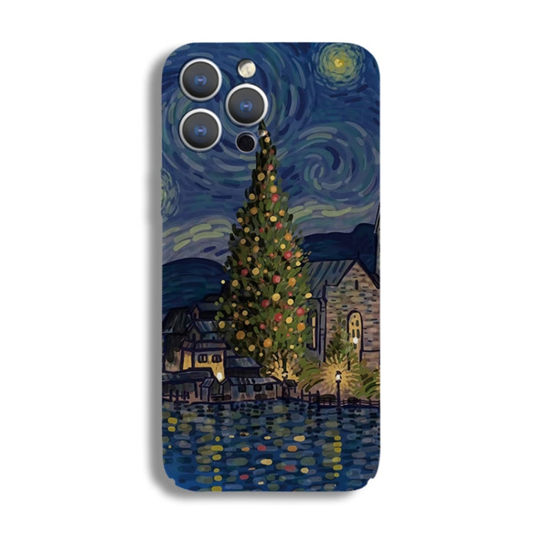 For iPhone 14 Plus Precise Hole Oil Painting Pattern PC Phone Case(Castle) - iPhone 14 Plus Cases by PMC TechLife | Online Shopping South Africa | PMC TechLife