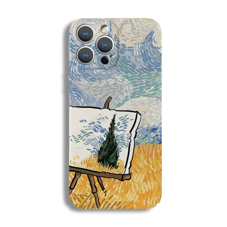 For iPhone 14 Pro Precise Hole Oil Painting Pattern PC Phone Case(Landscape Painting) - free shipping - PMC TechLife - Order now!