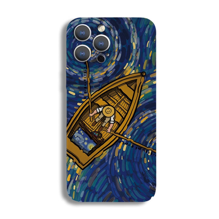 For iPhone 13 mini Precise Hole Oil Painting Pattern PC Phone Case(Boating) - iPhone 13 mini Cases by PMC Jewellery | Online Shopping South Africa | PMC Jewellery