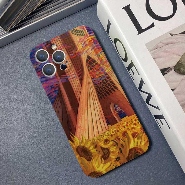 For iPhone 13 mini Precise Hole Oil Painting Pattern PC Phone Case(Architectural Painting) - iPhone 13 mini Cases by PMC TechLife | Online Shopping South Africa | PMC TechLife